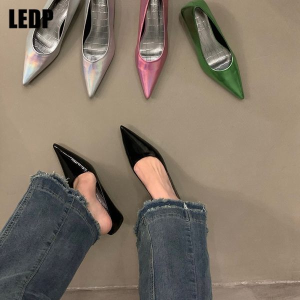 

dress shoes designer fashion women thin heels pumps pointed toe single female 2023 shallow slip on low club chic 230823, Black