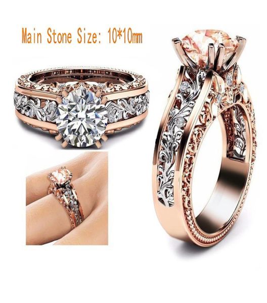 

luxury 14k rose gold plated two tone ring womens ruby diamond engagement ring wedding party jewelry6015184, Silver