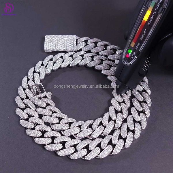 

custom 925 silver moissanite cuban chain 20mm ice out vvs diamond moissanite fashion jewelry necklaces for mens