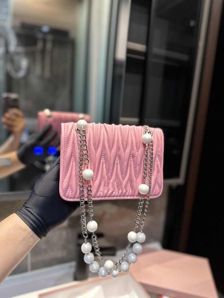 

sheepskin handbag pearl chain women luxury crossbody bag shoulder bag flap magnetic buckle fashion wallet
