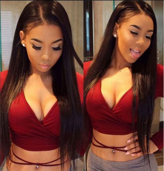 

indian silk straight lace human hair wigs 360 lace frontal wigs with baby hair indian human hair wigs for black women4993144, Black;brown