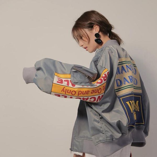 

women's jackets summer oversized jackets print baseball jacket women couple bomber racer jacket varsity hiphop streetwear coat women 23, Black;brown