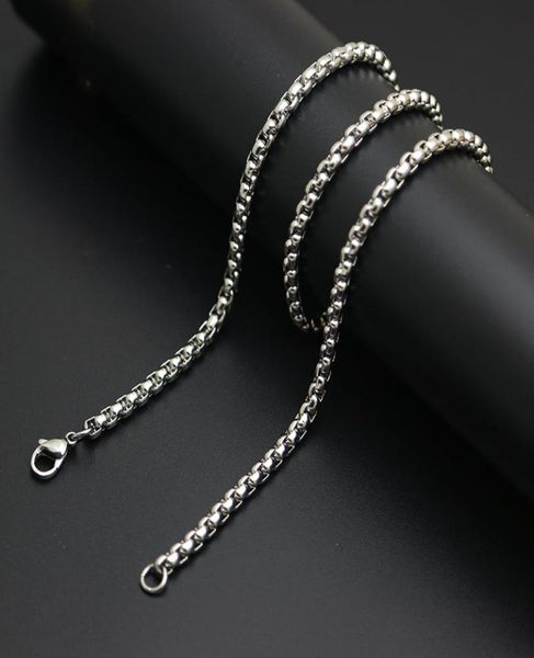 

10pcs 25mm stainless steel box necklace chain for women men locket pendant4528480, Silver
