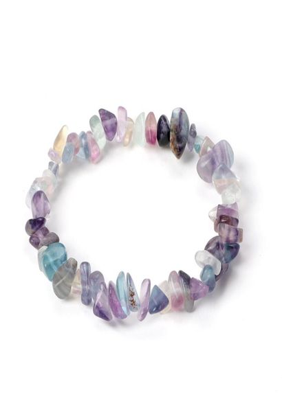 

natural gem stone bracelet irregular fluorite crystal stretch chip beads nuggets bracelets bangles quartz wristband for women1855980, Black