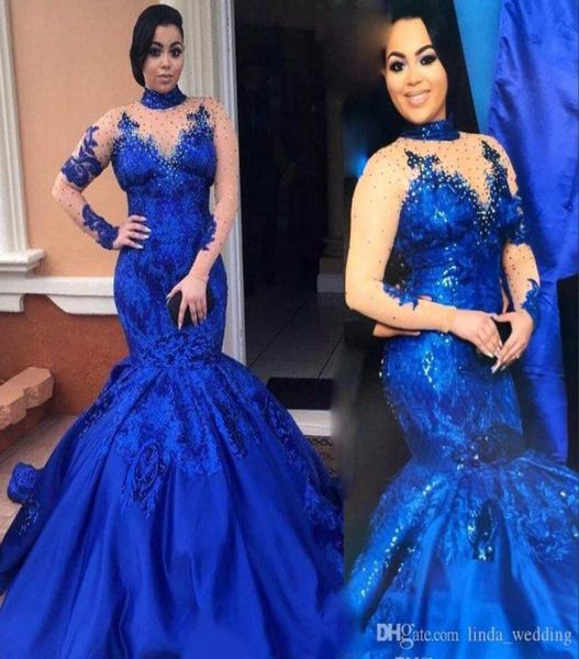 

2019 fashion high neckline prom dress mermiad long sleeve formal holidays wear graduation evening party pageant gown custom made p6957113, Black