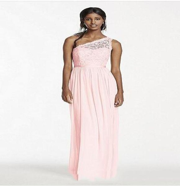 

but custom made 2017 new long one shoulder corded lace and mesh dress skirt style f17063 bridesmaid dress8847426, White;pink