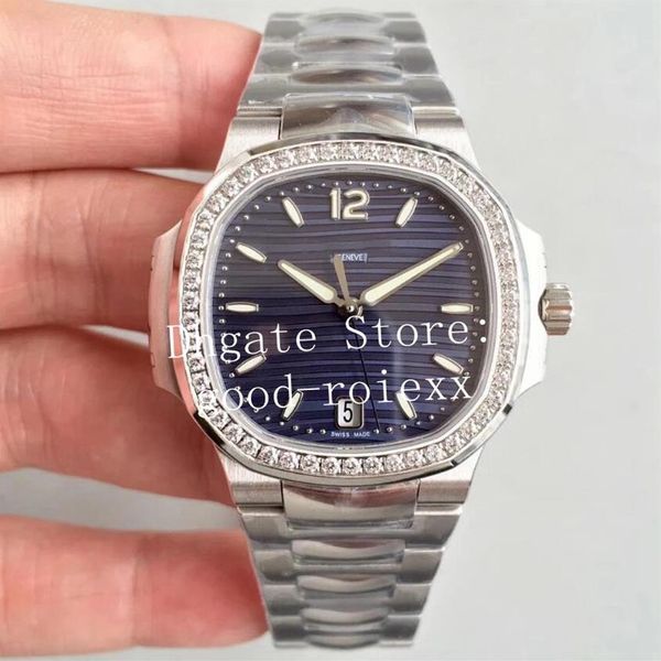 

luxury white blue gray 35 2mm diamond bezel women's automatic cal 324 watch ladies pf factory 7118 1200a eta miyota date watc252u, Slivery;brown