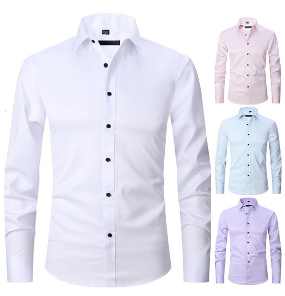

men's casual shirts 6xl 8xl micro stretch shirt men long sleeves outdoor solid color business sleeve for short formal 230822, White;black