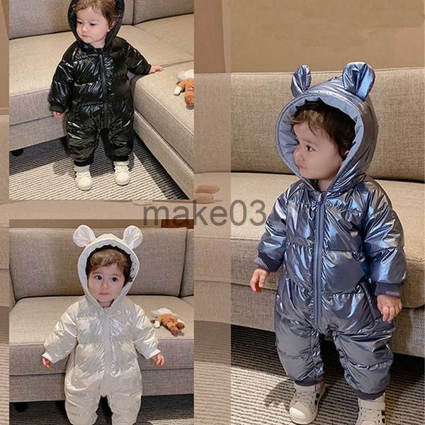 

down coat fashion baby winter overalls boys girls winter snowsuit romper hoodied footie outwear 018month baby jumpsuit down coat jacket j230, Blue;gray