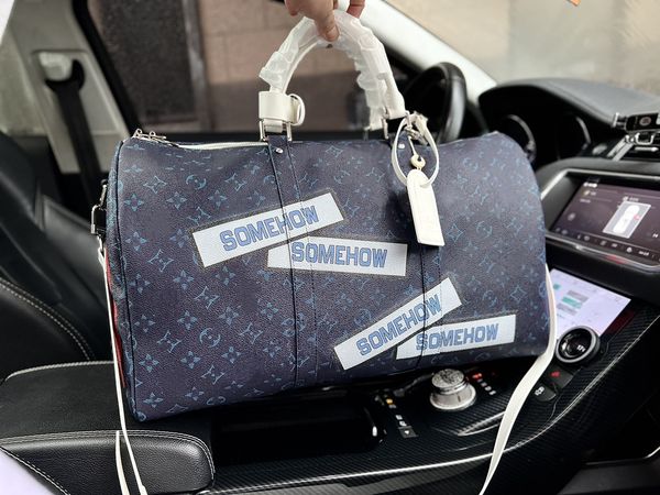

Keepall 50 Luxury Designer Mens Canvas Travel Bag Large Capacity Crossbody Bag Monograms Womens Shoulder Bag KEEPALL Handbag Wallet Graffiti Tote Bag, Deep blue
