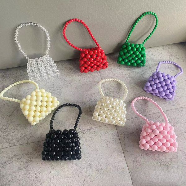 

handbags children's mini hand bags cute little girls pearl coin pouch tote kawaii kids party wedding clutch purse bag gift 230823, Black