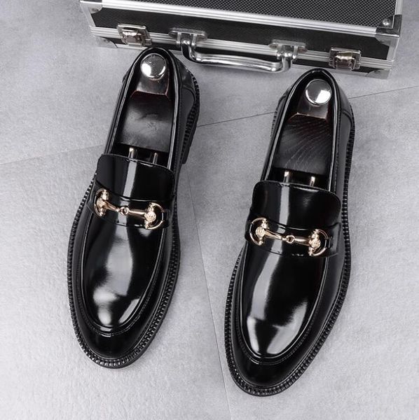 

2023 handmade genuine leather leather shoes fashion mens wedding dress shoes size:eu39-44, Black