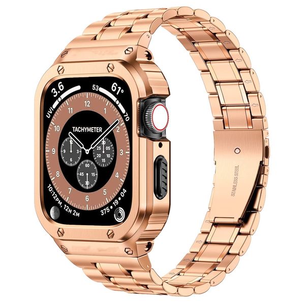 

Delightor Compatible with Apple Watch Band and Case, Stainless Steel Metal Chain with TPU Cover, Smart-Watch Link Bracelet Strap,
