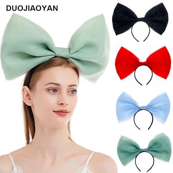 

europe and america cross border new super large bow fabric art hair hoops, popular on the net, exaggerated hair accessories for ps of the sa, Silver