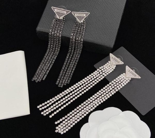 

2023 new triangle chandelier earrings for women luxury designer party rhinestone ear studs fashion jewelry holiday gifts3634397, Silver