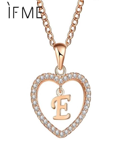 

pendant necklaces initial e letter heart crystal cz pendants women statement charms gold silver color collar choker jewelry gift522283736