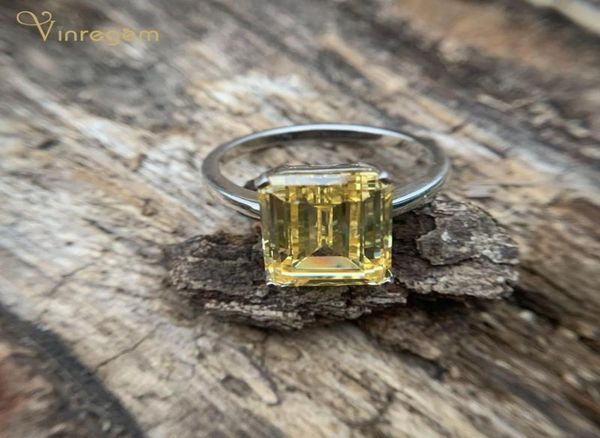 

cluster rings vinregem 100 925 sterling silver emerald cut created moissanite citrine pink sapphire gemstone engagement fine jewe9839992, Golden;silver