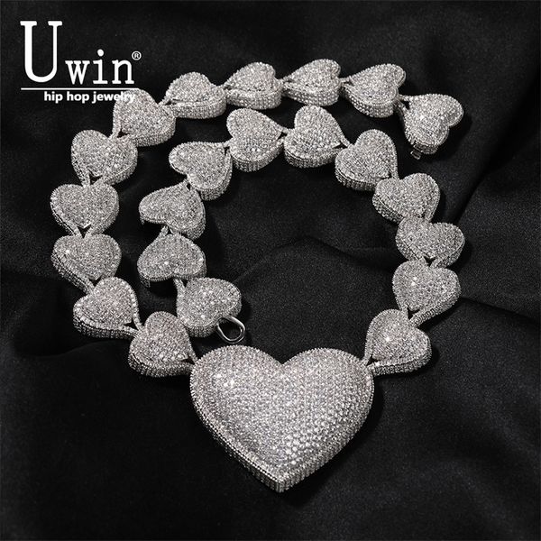 

strands strings uwin heart necklace with big cubic zirconia micropave connected to end charm jewelry women accessories gifts l230822, Black