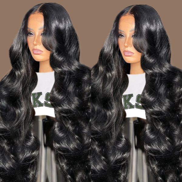 

Body Wave Glueless Wig Human Hair Ready To Wear and Go Glueless Human Hair Wigs Transparent Brazilian13x4 Lace Frontal Wig, Medium brown