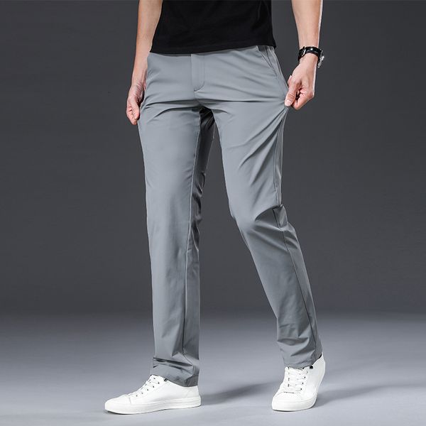 

men's pants browon classic men trousers spring summer midweight solid color straight male full length casual 230822, Black