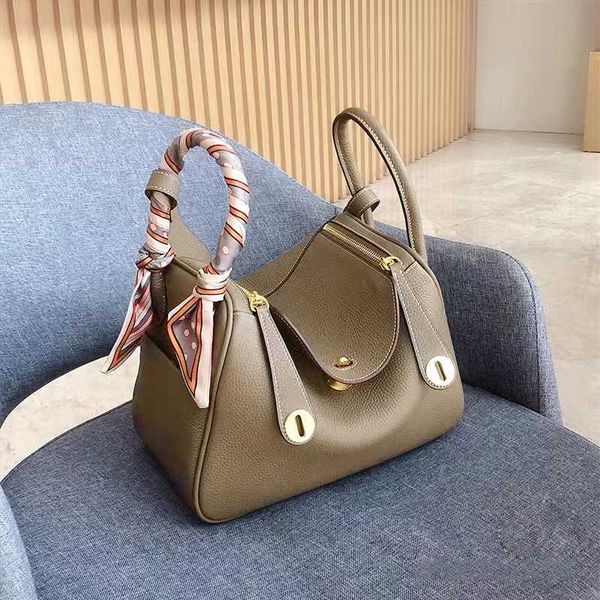 

original wholesale h ermes linds's tote bags online shop togo cowhide bag 2023 new lychee grain leather bucket have real logo