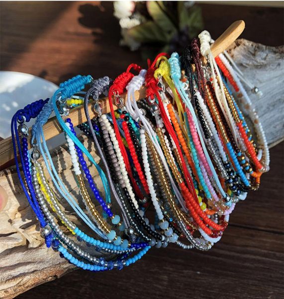 

bohemian handwoven strands beaded bracelet for women handmade crystal bracelets gemstone bangle jewelry party gift mixed style2029578, Black