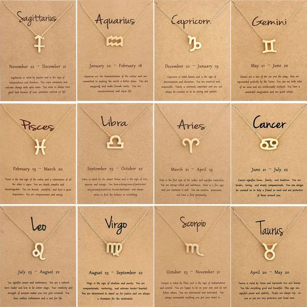 

classical zodiac necklace 12 constellation necklaces horoscope symbol pendent necklace with wish card aries ,cancer,libra,gemini fashion jew, Silver