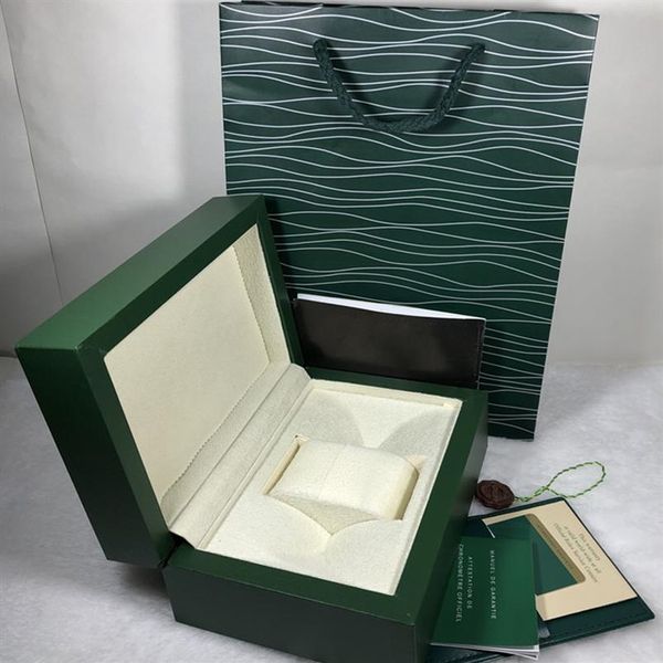 

new fashion luxury green original watch box designer gift box card tags and papers in english booklet wood watches boxes 0 8kg228x, Black;blue