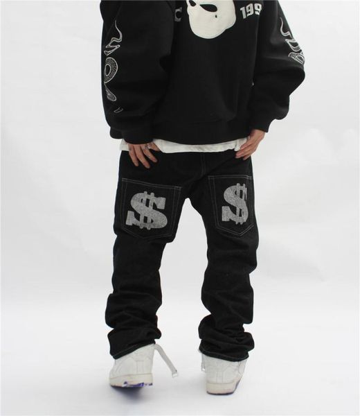 

men039s jeans with print straight baggy punk men39s fashion harajuku pants printed oversize streetwear y2k black trendyol hi8266214, Blue