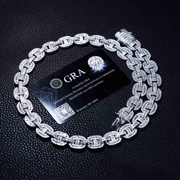 

new fashion selling 14mm sterling silver 925 moissanite jewelry necklace gift cuban link chain men