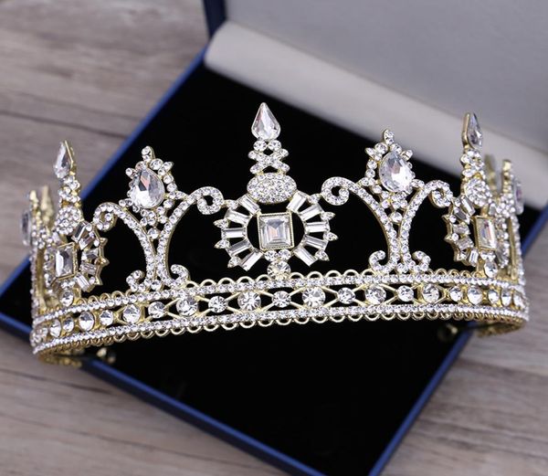 

luxury silver gold crystals wedding crowns shinning beaded bridal tiaras rhinestone head pieces headband hair accessories pageant 4612381