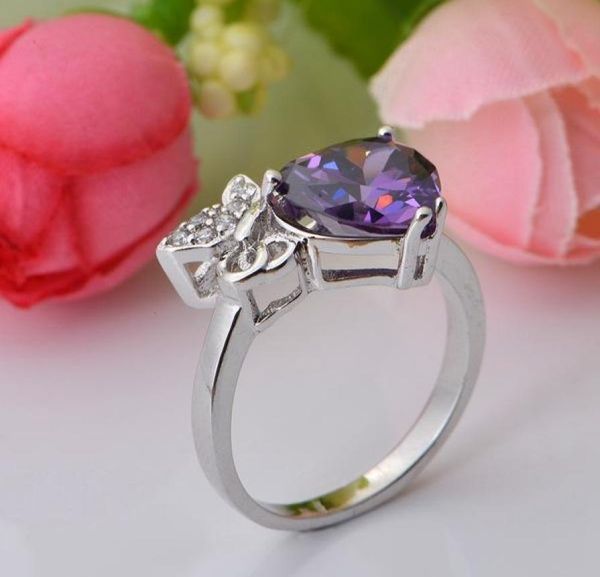 

wedding rings 925 sterling heartshaped cz ring gemstone rings2033380, Golden;silver