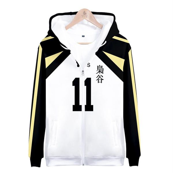 

japan anime haikyuu zipper jacket fukurodani academy akaashi keiji cosplay costume school uniforms mens hoodies sweatshirts306k, Black