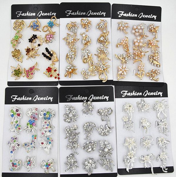 

12pcs mixed design small flower brooches cake brooch cute collar brooch pins stunning diamante women costume pins2168244, Gray