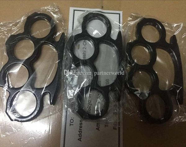 

10pcs silver and black thin steel brass knuckle dustersself defense personal security women039s and men039s selfdefense pe3528309
