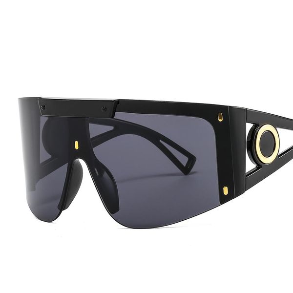 

2021 wind-proof and sand-proof mirror sunglasses big frame one-piece sports glasses 2088 personality mask european american fashio305a, White;black