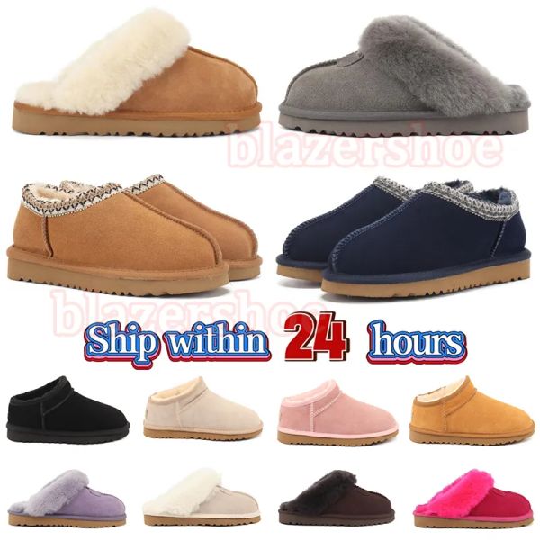 

tasman fuzzy slippers chestnut fur slides tazz mules women men ultra mini platform boot slip-on shoes suede upper comfort fall win qcmnte, Black