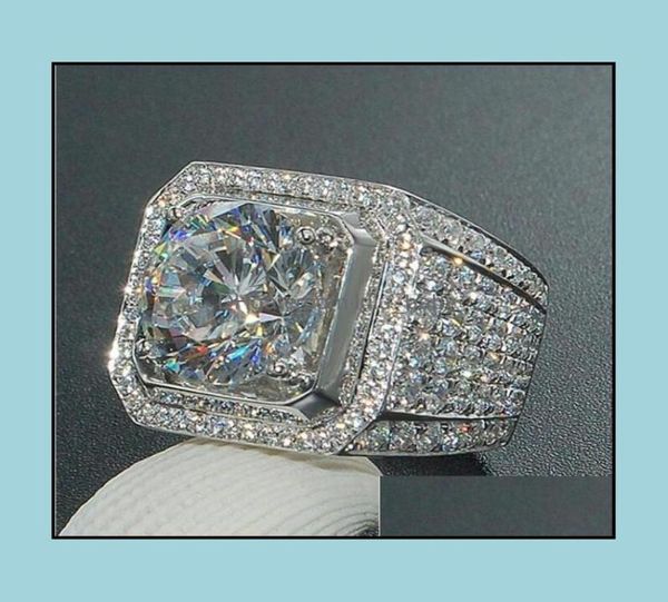 

cluster rings jewelry mens ring hip hop zircon iced out luxury cut z cz diamond fl gemstones men wedding band fashion jewellry9424778, Golden;silver