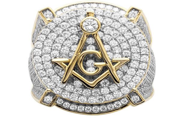 

fashion jewelry luxury men039s 18k yellow gold filled 250pcs zircon copper masonic ag ring size 8159518126, Slivery;golden