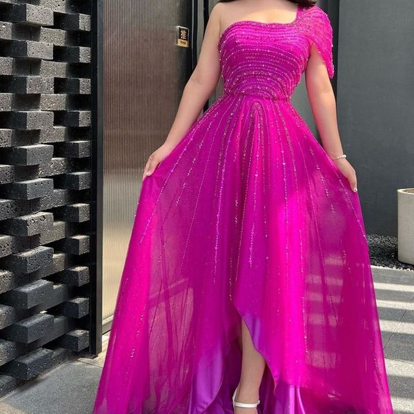 

luxury dubai mermaid rose red evening dress with one shoulder short sleeve beads prom dresses for women party prom dress, Black;red