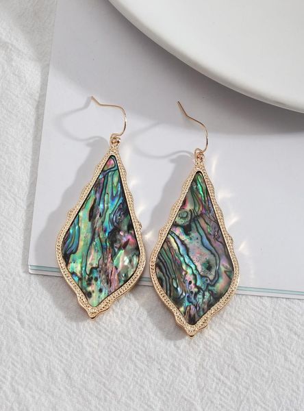 

teardrop dangle earrings geometry alloy abalone shell whole ear chandelier holidays party accessories for women girls4922152, Silver