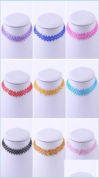 

chokers whole new fashion cute girls stretch retro tattoo choker women vintage elastic punk necklaces jewelry wedding party fr4755874, Golden;silver