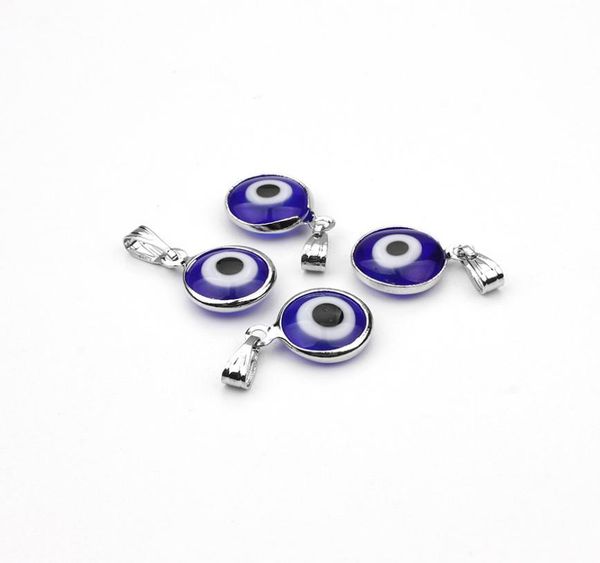 

charm whole fashion jewelrycharms 10pcslot alloy metal silver color blue glass round evil eye charms pendant jewelry findings9013886