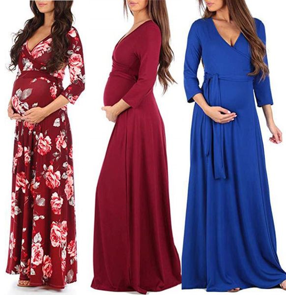 

women floral maternity dress 14 colors long sleeve maternity pregnant clothes boutique women dresses solid lace vneck women dress3823511, White
