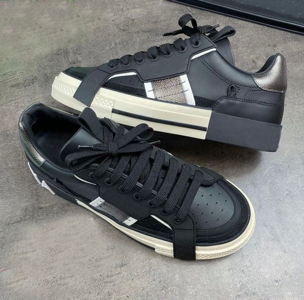 

luxury calfskin zero custom sneakers shoes men's sports lace up trainers technical nappa portofino casual comfort walking eu38-46.box, Black