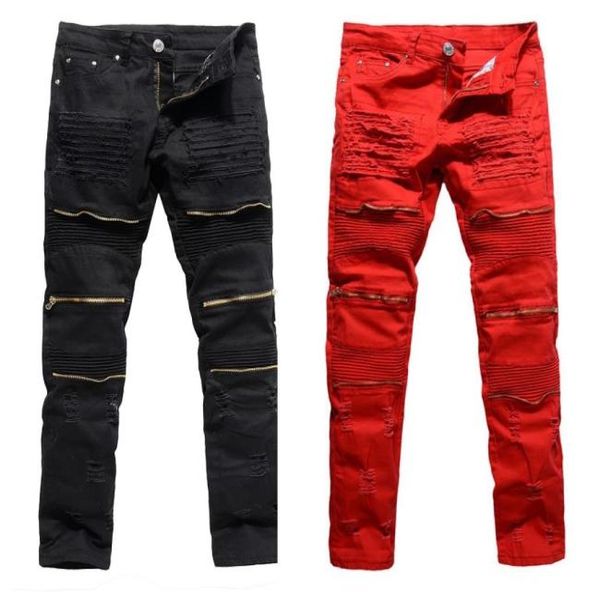 

men039s jeans 3 colors mens pants zipper hole cool trousers for guys 2021 europe america style plus size ripped male5435314, Blue