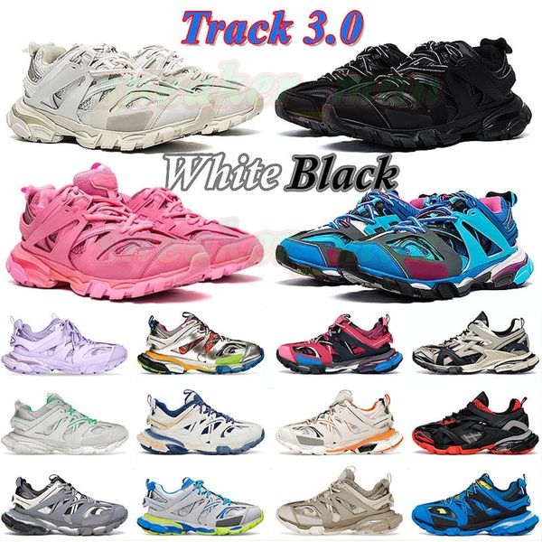 

luxury brand designer men women casual shoes track 3 3.0 vintage triple black white tess.s. gomma tracks runners sneakers nylon prined plate