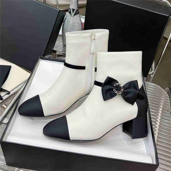 

luxury design boots 2023 channel fashion women's work decoration snow skid anti slip knight boots martin boots casual socks boots 05-00, Black
