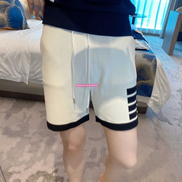 

yuho 2023 new men's and women's shorts tb curled knitted sports casual loose four bar summer thin pants fashion brand, White;black