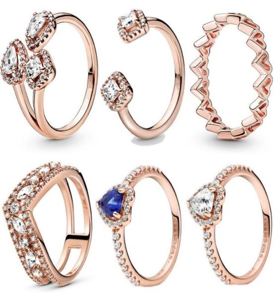 

2021 spring pandora ring 925 sterling silver rose golden love shaped hollow out gem rings original fashion diy charms jewelry for 5915535, Slivery;golden